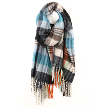 Load image into Gallery viewer, Blue & Charcoal Mix Tartan Scarf