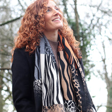 Load image into Gallery viewer, Black & Orange Mix Multi Animal Print Scarf
