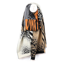 Load image into Gallery viewer, Black & Orange Mix Multi Animal Print Scarf