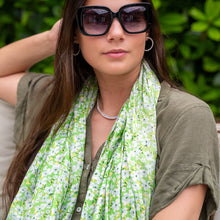 Load image into Gallery viewer, Lime Ditsy Floral Print Modal Scarf