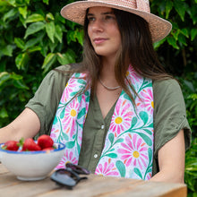 Load image into Gallery viewer, Pink & Jade Daisy Print Scarf