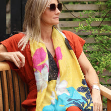 Load image into Gallery viewer, Recycled Yellow & Blue Mix Abstract Scarf