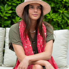 Load image into Gallery viewer, Recycled Coral & Metallic Flower Print Scarf