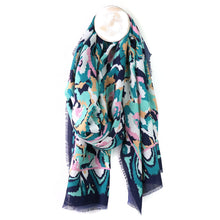 Load image into Gallery viewer, Recycled Teal Mix Abstract Ikat Scarf