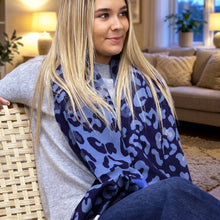 Load image into Gallery viewer, Navy Mix Animal Print Scarf