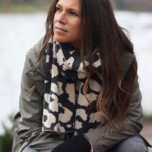 Load image into Gallery viewer, Oatmeal & Black Abstract Animal Print Scarf