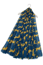 Load image into Gallery viewer, Illustrated Leopard & Leopard Print Scarf | Blue