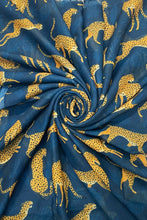 Load image into Gallery viewer, Illustrated Leopard & Leopard Print Scarf | Blue
