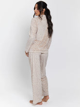 Load image into Gallery viewer, Leopard Ribbed Long Sleeve Top And Trousers Pyjamas
