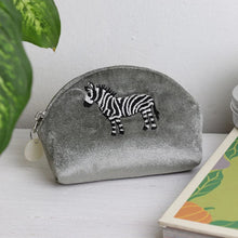 Load image into Gallery viewer, Zebra Embroidered D Shape Coin Purse