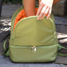 Load image into Gallery viewer, Lime Recycled Backpack With Orange Lining