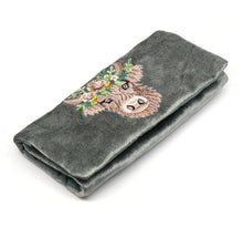 Load image into Gallery viewer, Seafoam Highland Cow Embroidered Jewellery Roll