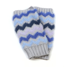 Load image into Gallery viewer, Blue & Grey Mix Chevron Wrist Warmers