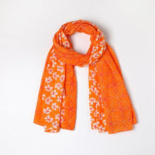 Load image into Gallery viewer, Eco Style Scarf | Dots & Flowers Orange