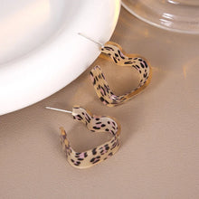 Load image into Gallery viewer, Resin Heart Animal Print Hoop | Biege