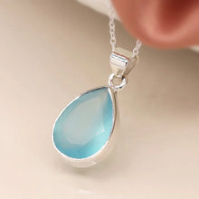 Load image into Gallery viewer, Sterling Silver Chalcedony Teardrop Necklace