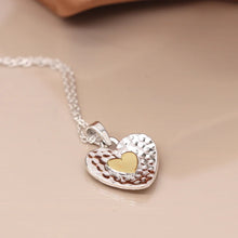 Load image into Gallery viewer, Sterling Silver & Brass Hammered Heart Necklace