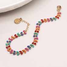 Load image into Gallery viewer, Multicolour Leaf Drop Bracelet