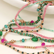 Load image into Gallery viewer, Turquoise, Pink & Green Layered Necklace