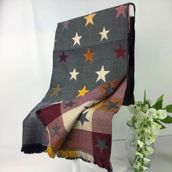 Star Print Reversible Winter Scarf | Dark Grey