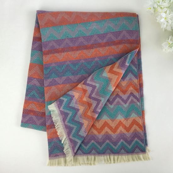 Fine Winter Warm Zig Zag Scarf | Purple & Orange