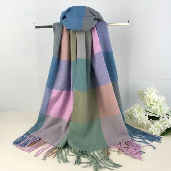 Fine Tassel Tartan Check Scarf | Lilac & Green