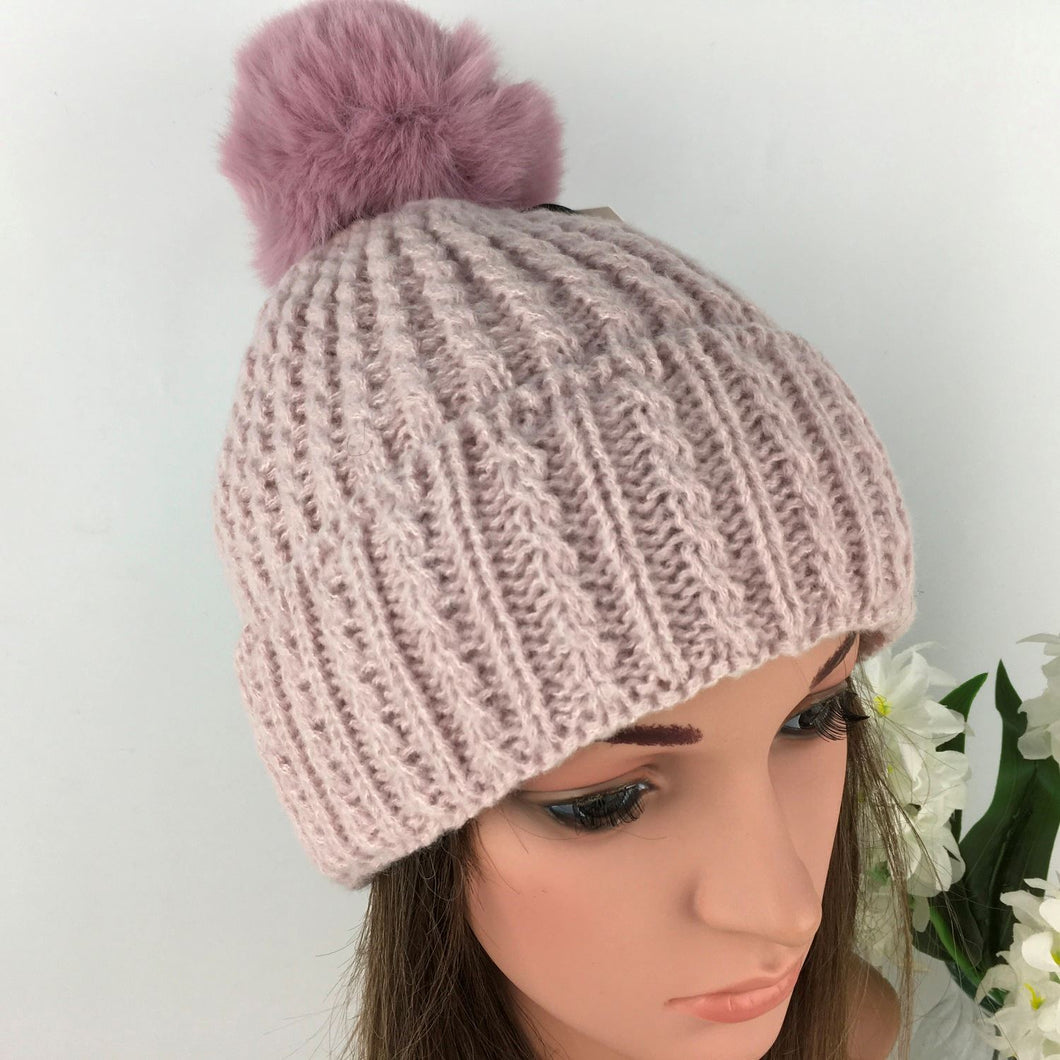 Knitted Pom Pom Hat