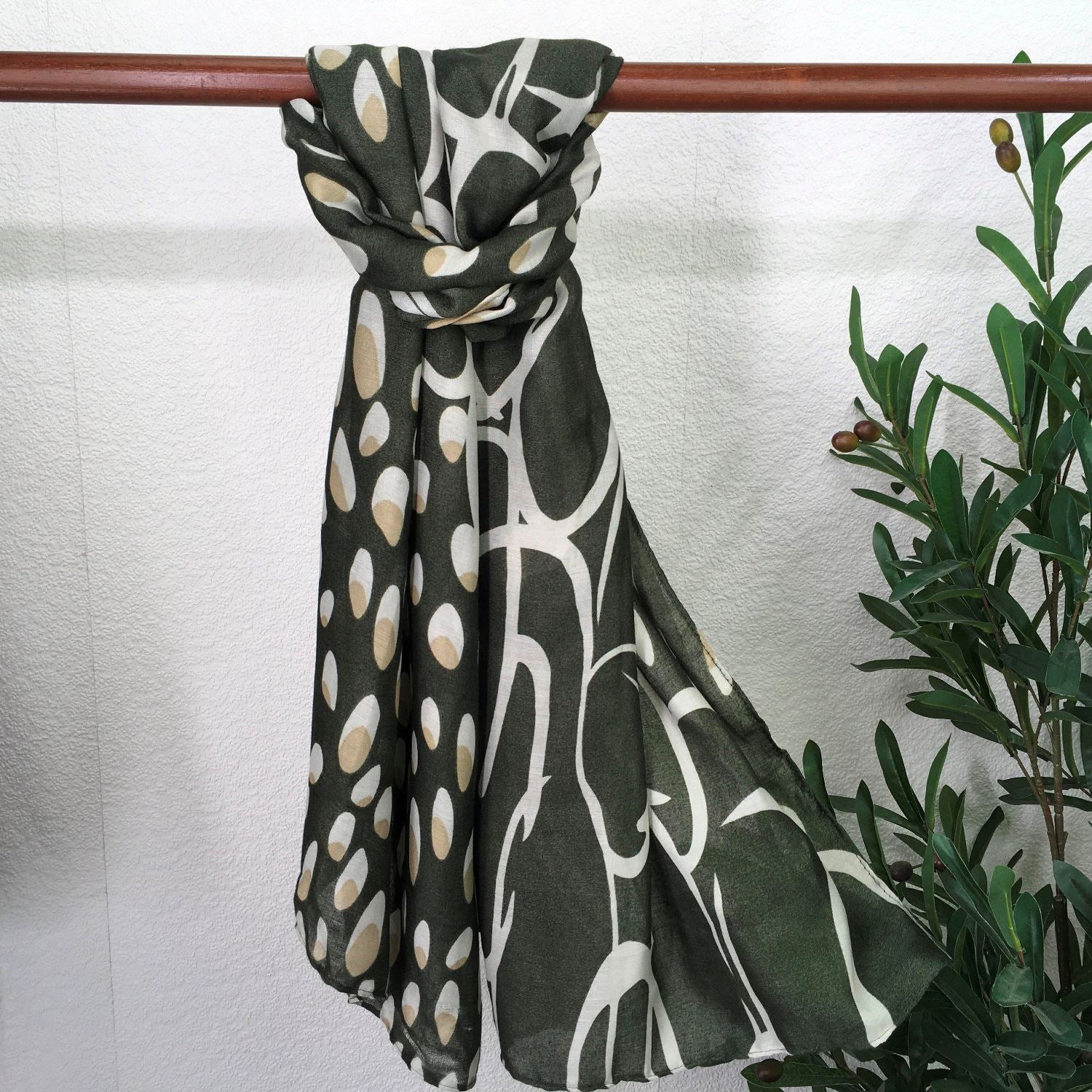 Abstract Print Scarf | Green – Edge Scarves