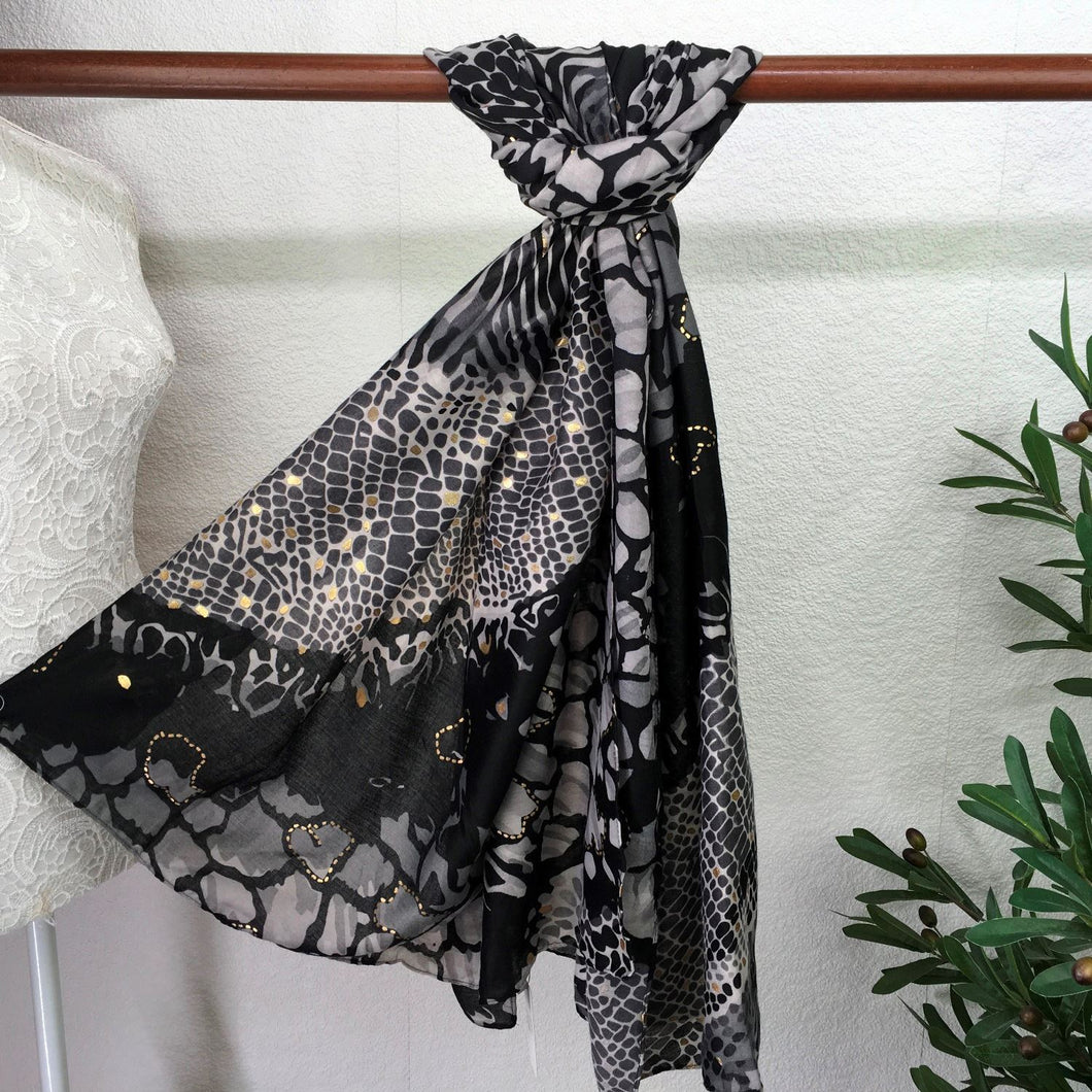 Bold Print Scarf | Black