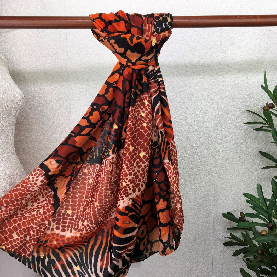 Bold Print Scarf | Orange