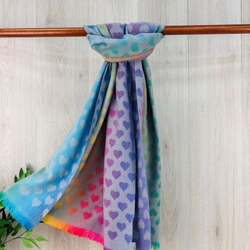 Reversible Heart Print Warm Scarf | Purple