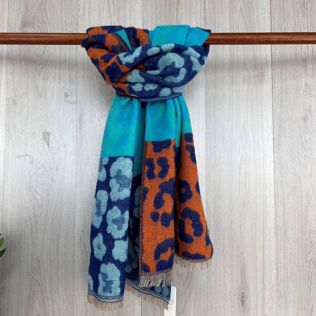 Animal Print Winter Scarf | Blue