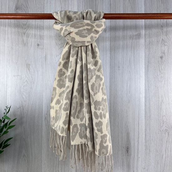 Animal Print Warm Tassel Scarf | Grey