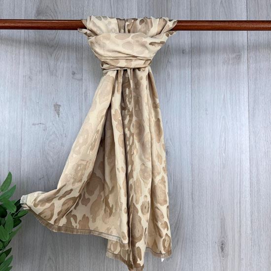 Fine Animal Print Scarf | Biege