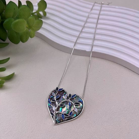 Two Tone Enamel Short Tree Statement Necklace | Blue