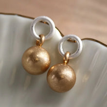 Load image into Gallery viewer, Worn Golden Hoop &amp; Ball Drop Earring
