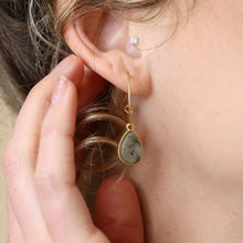 Load image into Gallery viewer, Fine Hoop &amp; Agate Teardrop Earrings
