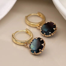 Load image into Gallery viewer, Smoked Faceted Glass Hoop Earrings
