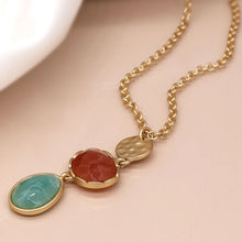 Load image into Gallery viewer, Hammered Disc &amp; Mixed Stone Necklace
