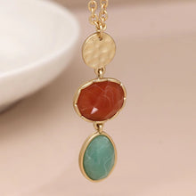 Load image into Gallery viewer, Hammered Disc &amp; Mixed Stone Necklace
