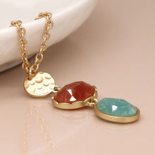 Load image into Gallery viewer, Hammered Disc &amp; Mixed Stone Necklace
