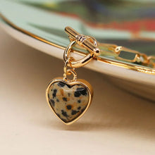 Load image into Gallery viewer, Golden Dalmatian Heart T-Bar Necklace
