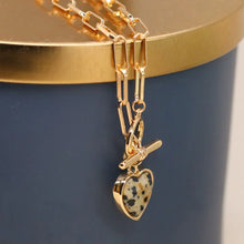 Load image into Gallery viewer, Golden Dalmatian Heart T-Bar Necklace
