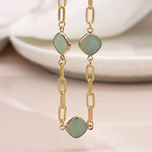 Load image into Gallery viewer, Gold Necklace With Aqua Stones
