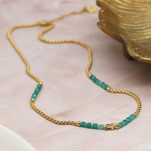 Load image into Gallery viewer, Chain &amp; Aqua Bead Necklace | GP

