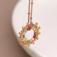 Load image into Gallery viewer, Rose Gold Mixed Bead Sunburst Necklace
