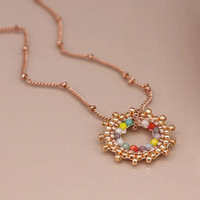 Load image into Gallery viewer, Rose Gold Mixed Bead Sunburst Necklace
