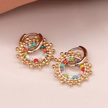 Load image into Gallery viewer, Rose Gold Mixed Bead Sunburst Earrings

