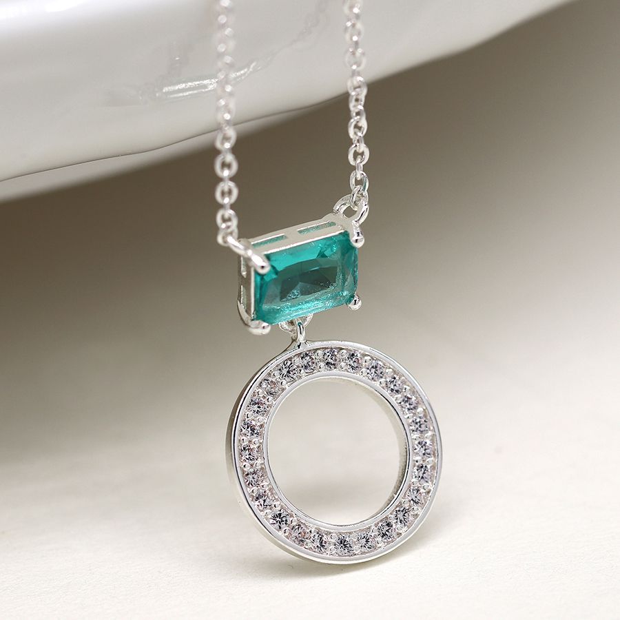 Crystal Circle & Aqua Necklace