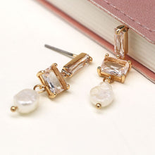 Load image into Gallery viewer, Crystal &amp; Pearl Drop Earrings
